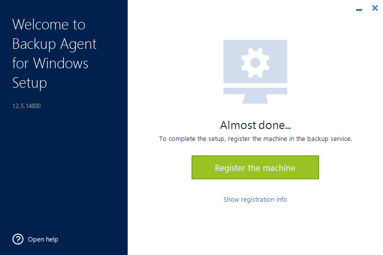 Register the computer in Acronis Cyber Cloud